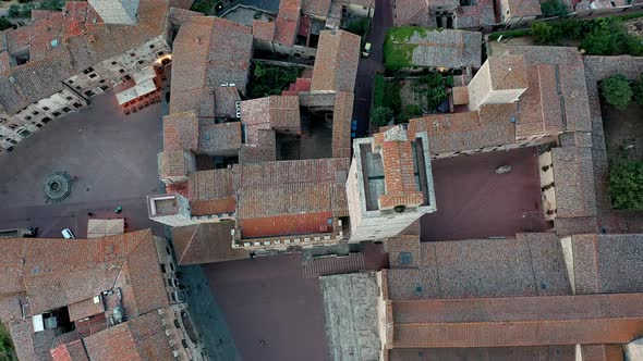 Aerial view of famous medieval San Gimignano town with its towers, Italy