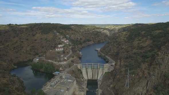 Flying Over Dam in Canyon