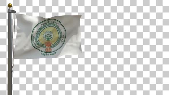 Andhra Pradesh Flag (India) on Flagpole with Alpha Channel - 4K alt