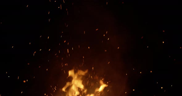 Campfire at night spray sparks