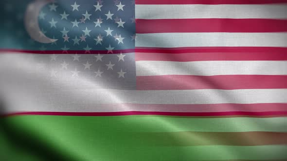 USA Uzbekistan Flag Loop Background 4K