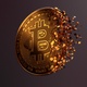 Golden Bitcoin reveals from particles. - VideoHive Item for Sale