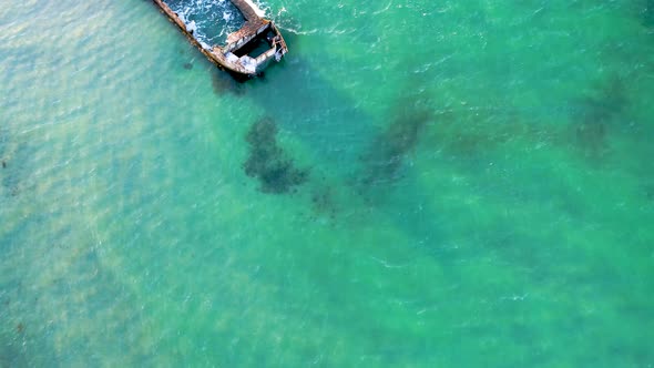 Aerial Footage Of Shipwreck At A Beach, Drone Stock Footage By Drone Rune 2 alt