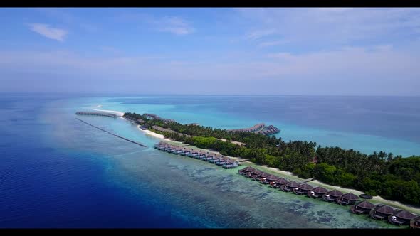 Aerial drone scenery of exotic tourist beach trip by blue ocean with bright sand background of a pic alt