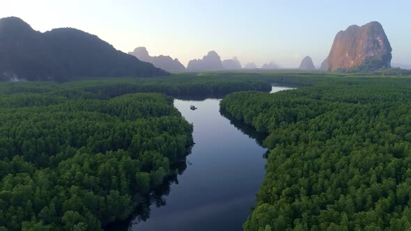 Aerial view drone shot of beautiful sunrise sky in the morning sunrise Drone is flying over sea alt
