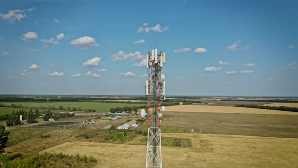 Technology on the Top of the Telecommunication GSM 5G and 4G Tower alt
