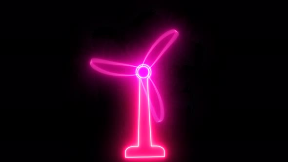 Neon glowing turbine generated electricity from air.   A 251