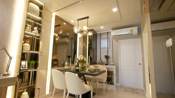 Modern and Luxurious Apartment Decoration Walkthrough from the Dining Area to the Living Area alt