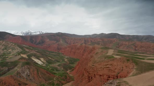 Amazing Breathtaking View of Spring Mountain Valley in Tajikistan