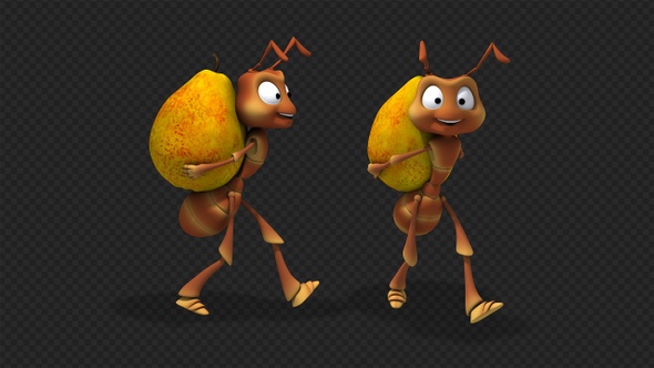 Cartoon Ant Carrying a Pear (2-Pack)