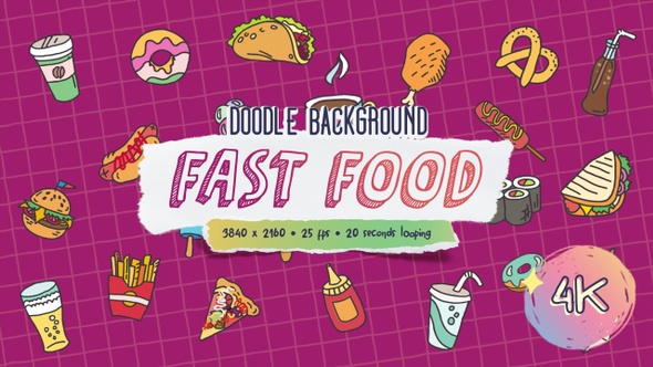 Doodle Background - Fast Food alt