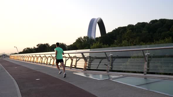 Healthy Guy Sprinter Running Outdoor in the Morning Run