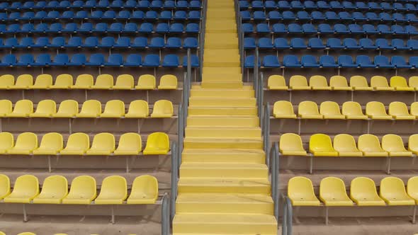 Empty stadium Rows and Seats. Stadium without viewers alt