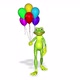 Frog Shows Balloons Looped White Background - VideoHive Item for Sale