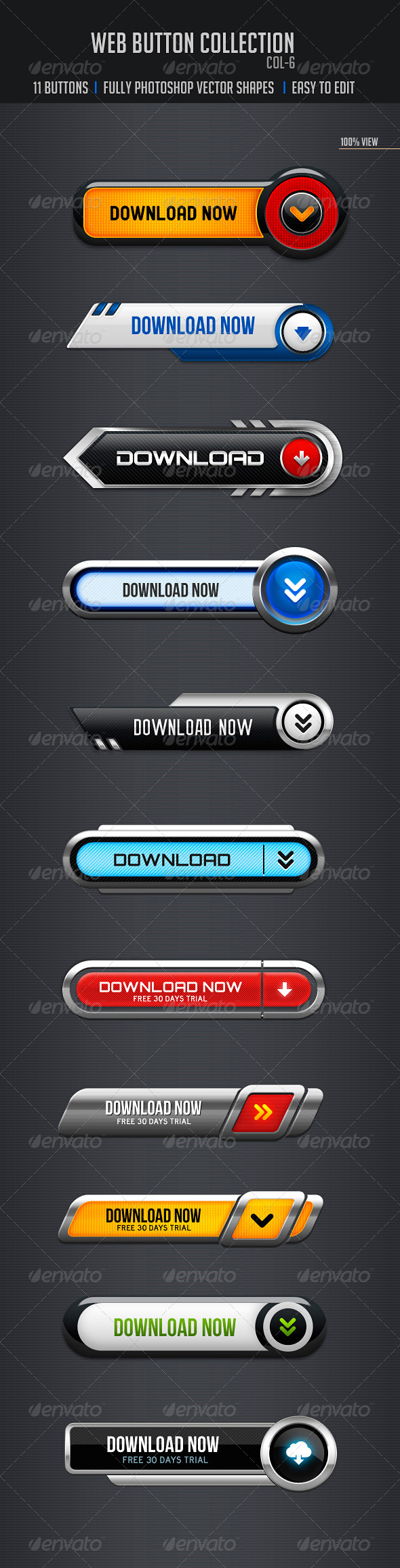 Web Buttons Col-6 - Buttons Web Elements