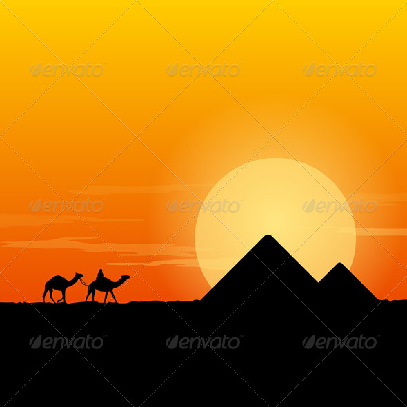 Camel Caravan and Pyramid - Seasons/Holidays Conceptual