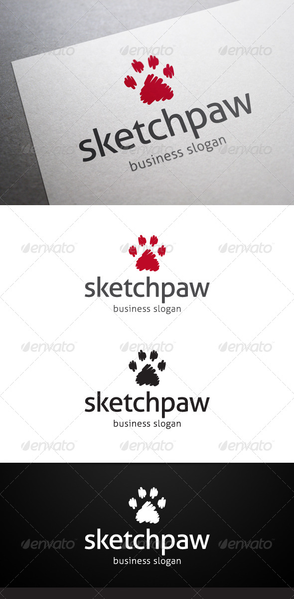 Sketch Paw Logo - Animals Logo Templates