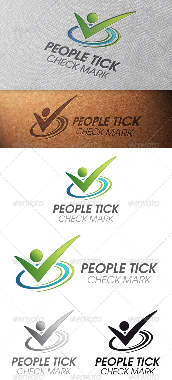 People Tick Check Mark Logo Template - Humans Logo Templates