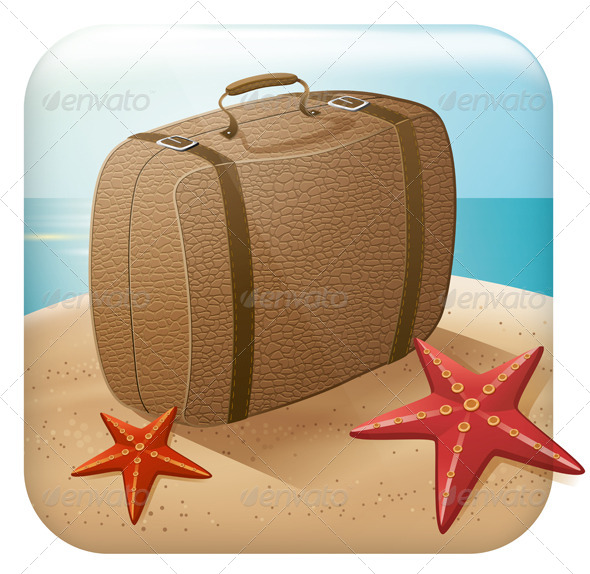 App Travel Icon with Suitcase - Travel Conceptual