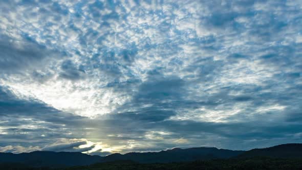 Beautiful Clouds Sky over Tropical Mountains at Sunrise, Time Lapse