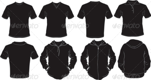 Male Black Shirts Template - Man-made Objects Objects