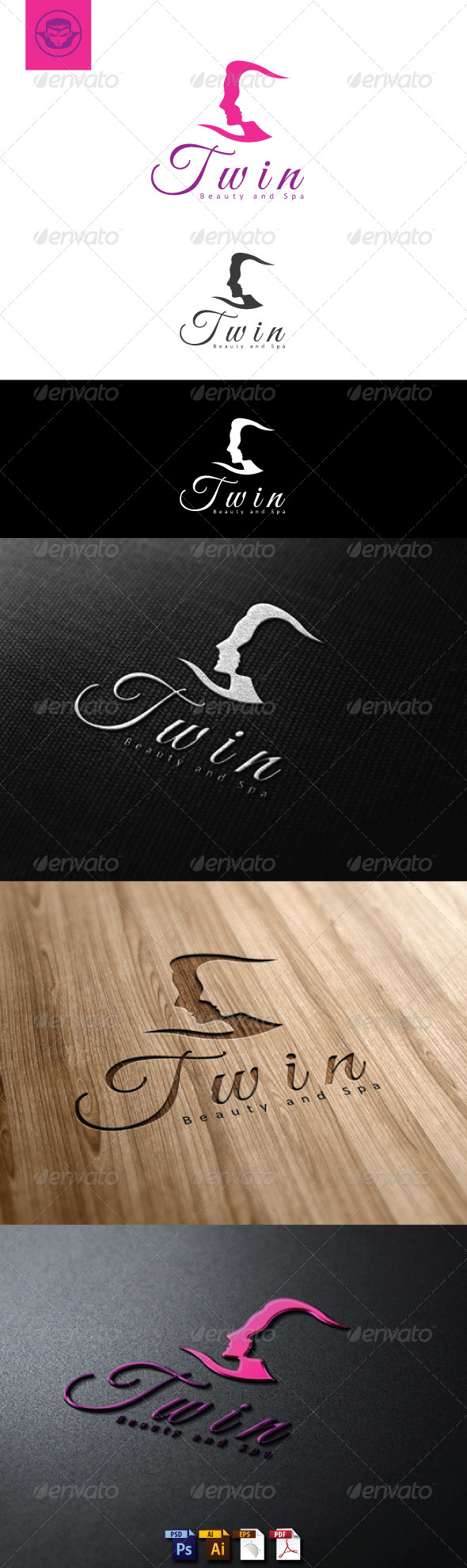 Twin Beauty and Spa Logo Template - Humans Logo Templates