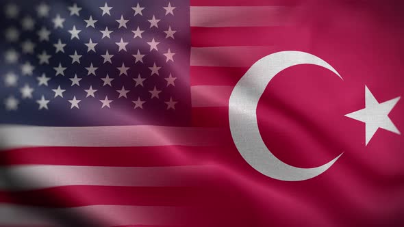USA Turkey Flag Loop Background 4K
