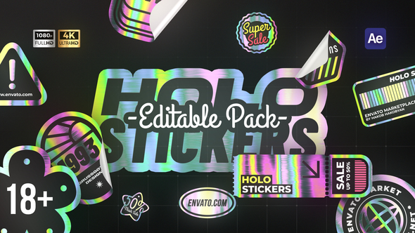 Holographic Stickers & Labels Titles template preview