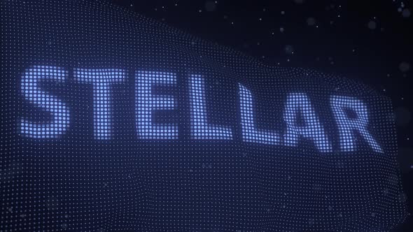 Stellar Cryptocurrency Name on Waving Digital Flag alt