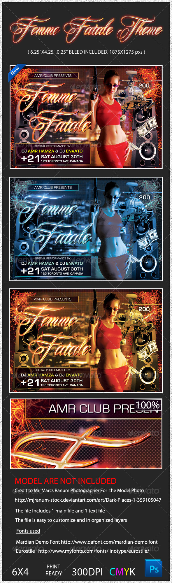 Femme Fatale Theme Flyer Template - Clubs & Parties Events