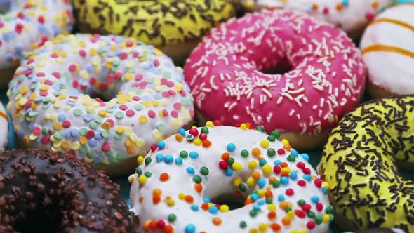 Assorted Donuts with Different Fillings and Icing