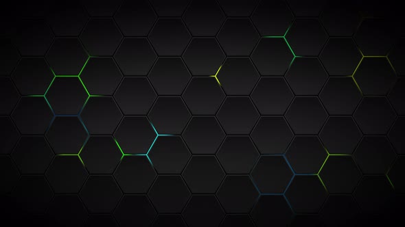 Futuristic Hexagons Surface Loop Multicolor background. alt