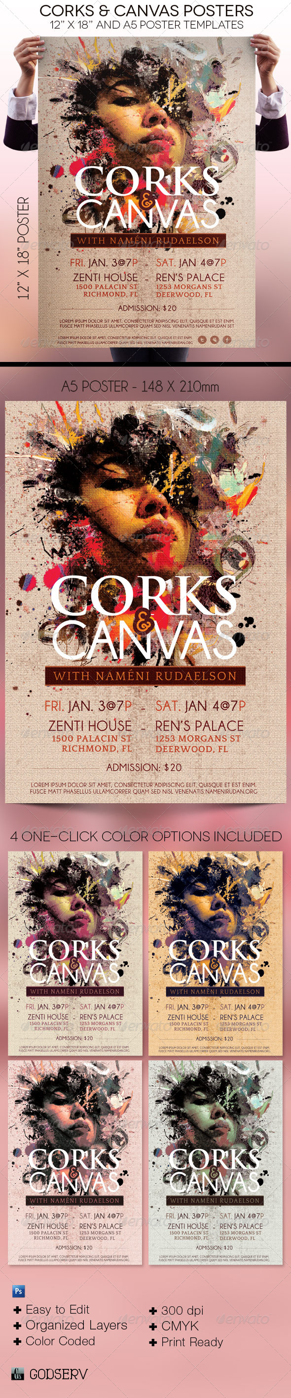 Corks Canvas Event Poster Template - Signage Print Templates