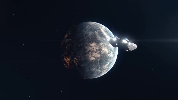 Small Spaceship Approaching an Inhabited Exoplanet alt