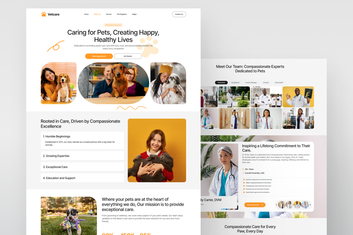 Vets Menu Topper VetCare - Pet Care & Veterinary Elementor Template Kit for Animal ...