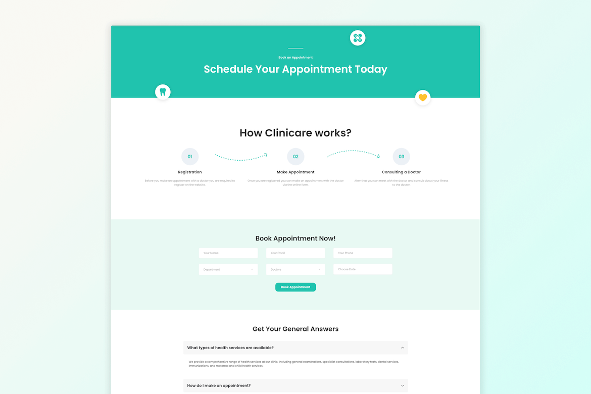 Clinic Router Template Clinicare Health & Medical Elementor Template Kit for Clinics, Doctors ...