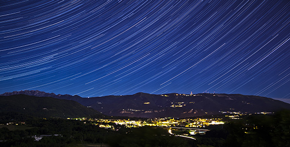 Star Trails Above Mountains 