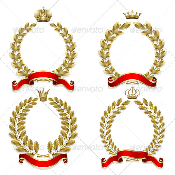 Set from Gold Laurel and Oak Wreath