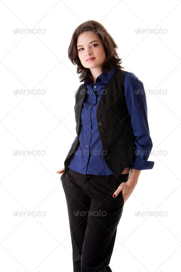 Young business woman standing - Stock Photo - Images