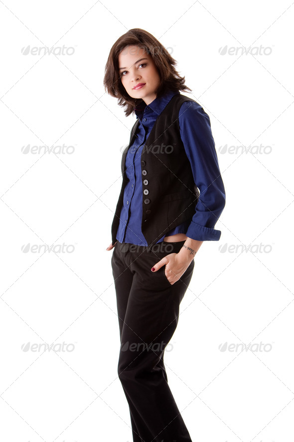 Young business woman standing - Stock Photo - Images