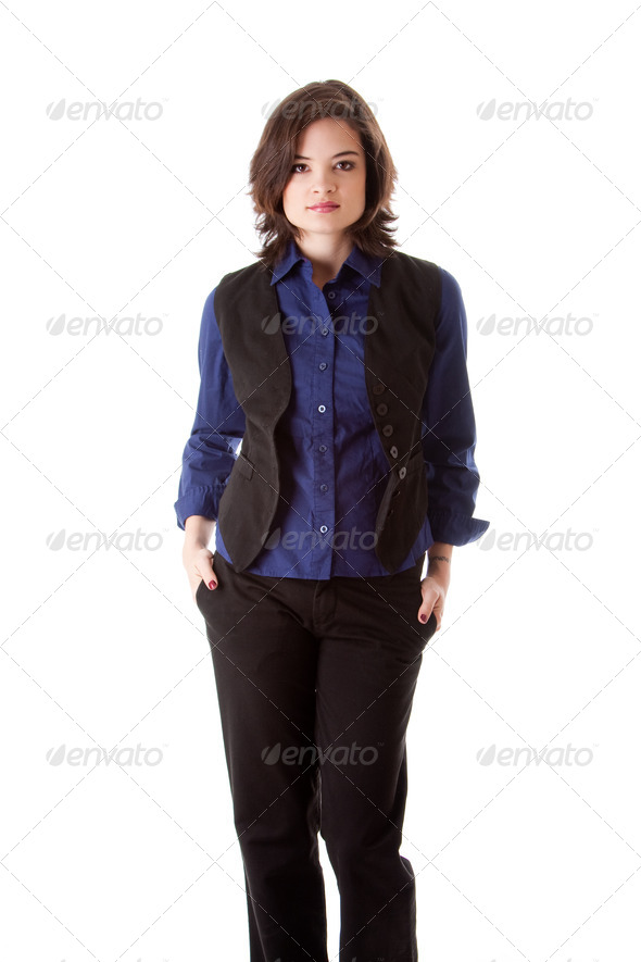 Young business woman standing - Stock Photo - Images