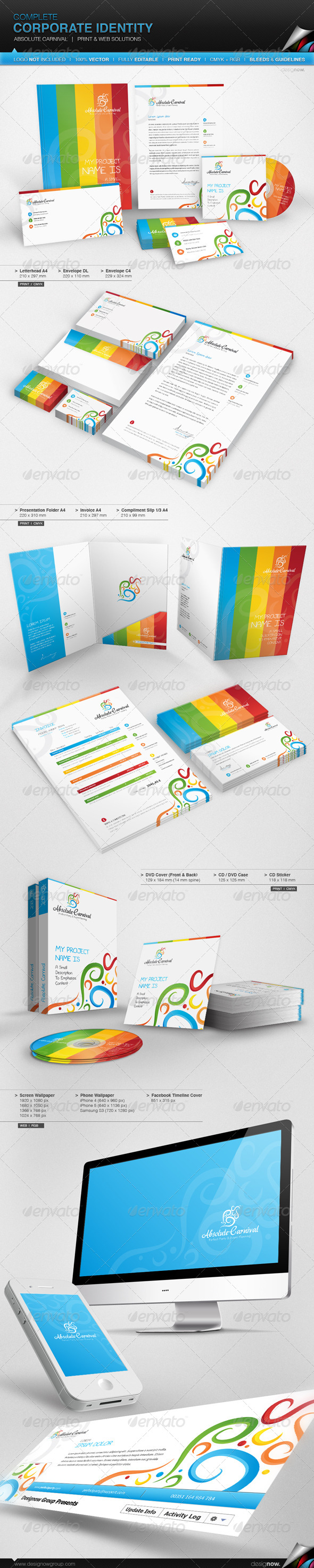 Corporate Identity - Absolute Carnival - Stationery Print Templates