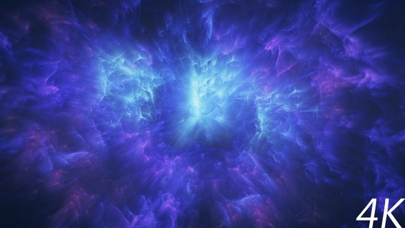 Travel Through Abstract Colorful Blue and Purple Space Nebula