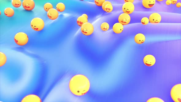 Emoji With Colorful Flowing Shape Backdrop alt