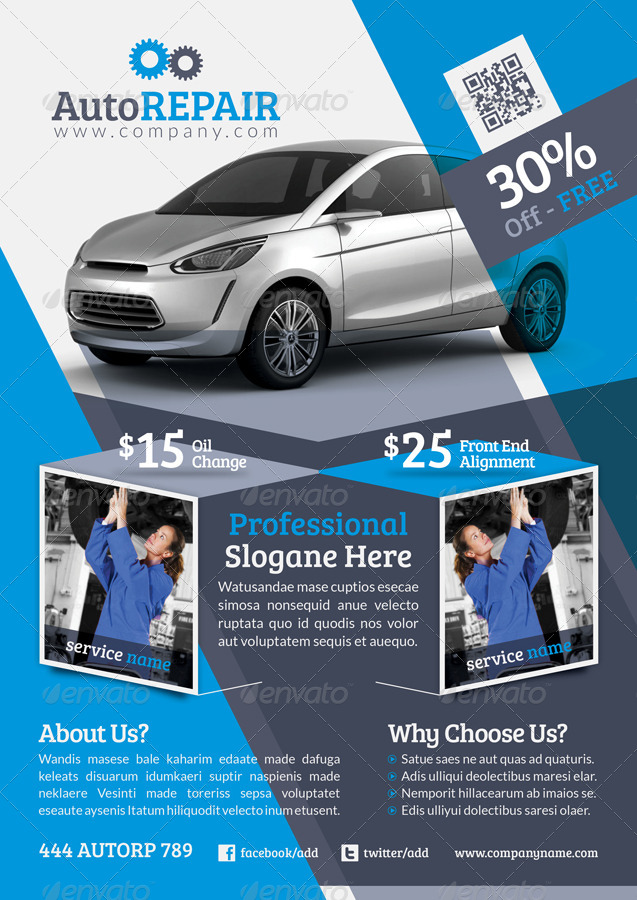 automobile repair flyer template by grafilker graphicriver automobile flyer