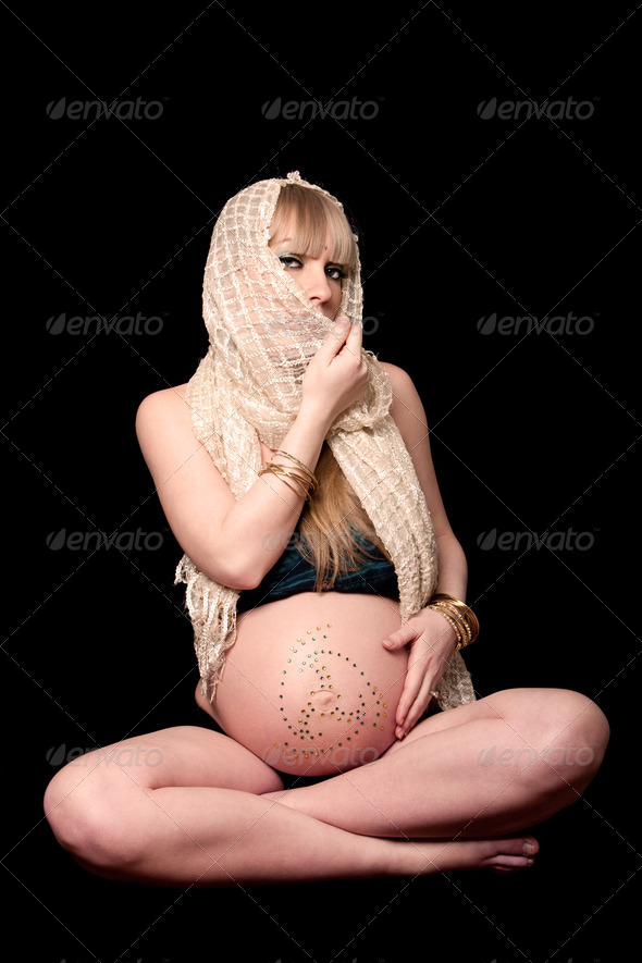 Pregnant woman with veil - Stock Photo - Images