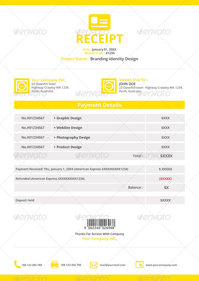 10 Simple <strong>Invoice Templates Every Freelancer</strong> Should Use Web design receipt template
