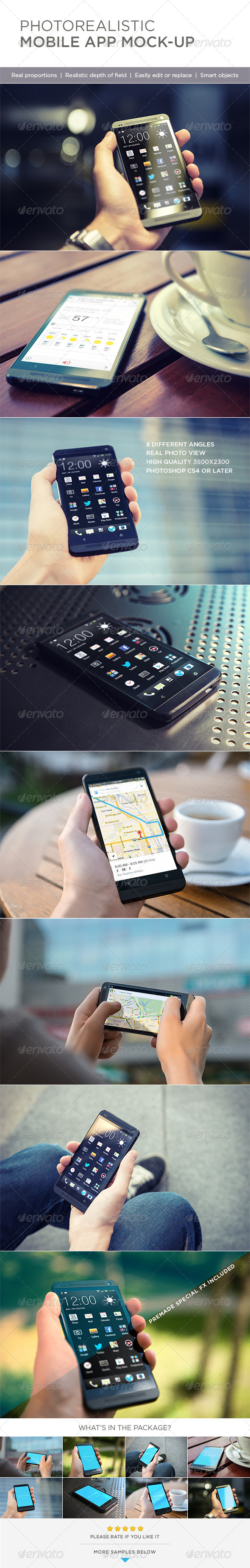 Photorealistic Mobile App Mock-Up - Mobile Displays