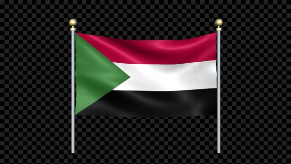 Sudan Flag Waving In Double Pole Looped alt