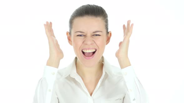 Screaming Woman, White Background alt